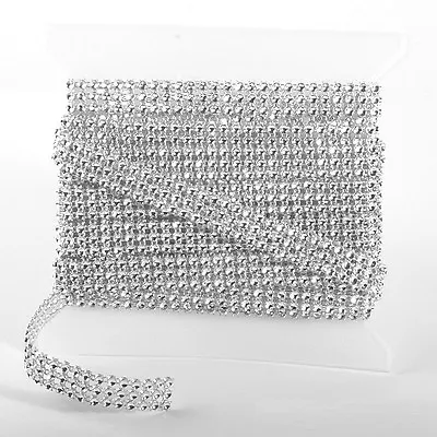£16.69 • Buy SILVER DIAMOND DIAMANTE EFFECT RIBBON TRIM CAKE BRIDAL CRAFT 1 To 24 Row 1 To 5m