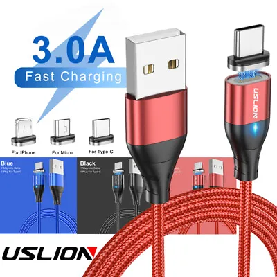 3A Fast Charging Magnetic Cable Data Sync For Type C Micro USB Huawei Samsung LG • $7.49