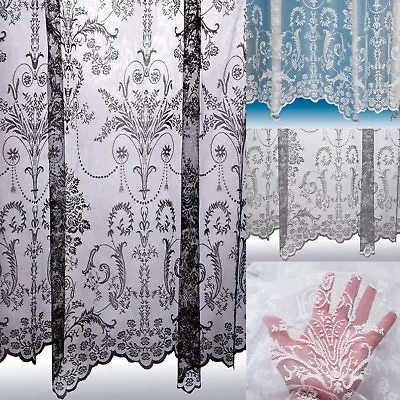 Victoria Net Curtains ~ Boutique Damask Design ~ Sold By The Metre ~ Lace Voile • £4.75