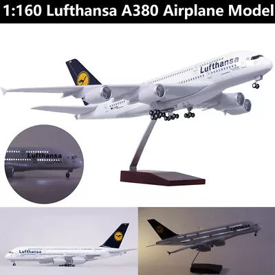 19.88-inch Lufthansa A380 Airplane Model Home Decoration Gift W/ LED Light Wheel • $83.58