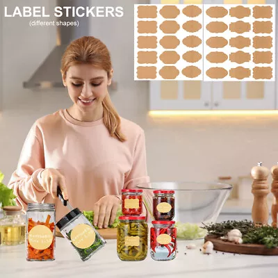 50pcs Jars Gifts Jam Office School Label Sticker Brown Paper Sign Self Adhesive • £10.78