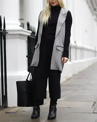 £16.45 • Buy Topshop Sleeveless Blazer Grey Jacket Waistcoat Longline Blogger UK 8