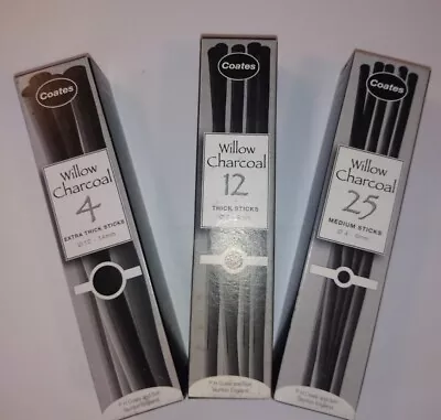 Coates Artist Willow Charcoal Various Thicknesses 1 4 12 25 Art Drawing Pencil • £4.99