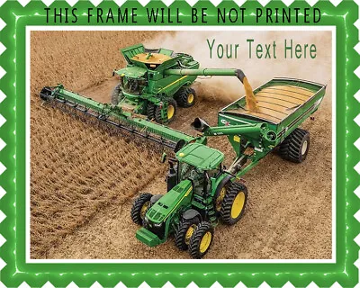 John Deere Combine And Tractor - Edible Cake Topper OR Cupcake Topper Decor • $9.95