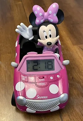 Disney Minnie Mouse Bowtique Tunes Alarm Clock Polka Dot Car Tested • £12.64