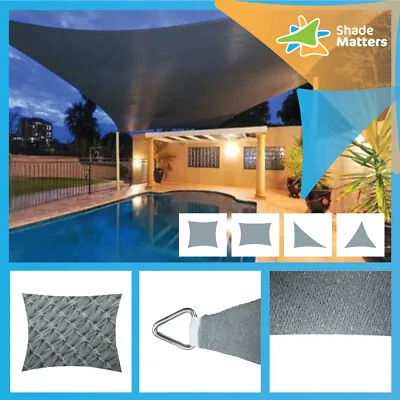 $79 • Buy 280GSM Heavy Duty Shade Sail (Grey Colour) Rectangle / Square / Triangle
