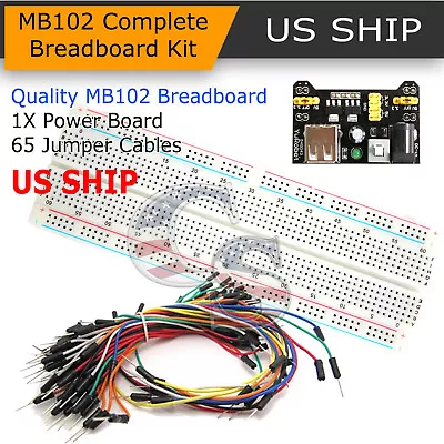 MB-102 830 Point Prototype PCB Breadboard+65pcs Jump Cable Wires+Power Supply • $5.75