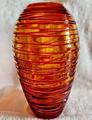 1970s MCM Fulvio Bianconi For Venini Murano Italy Amber Threaded Art Glass Vase • $200