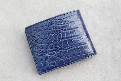 Handmade Blue Genuine Alligator Crocodile Leather Skin Men Bifold Wallet  • $59