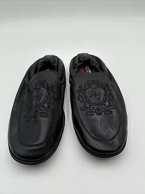 Dolce & Gabbana Black Calfskin Leather DG Coat Of Arms Embroidery Loafers Size 7 • $227.49