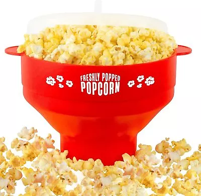 Silicone Microwave Popcorn Popper (Red) Air Popper Popcorn Maker No Oil Required • $14.53