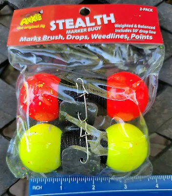 Stealth Marker Buoy 2 Pack ARKIE Marks Brush Drops Weedlines Points 50' Line • $16.49