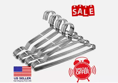 Wire Coat Hangers 16.5  Strong Heavy Duty Stainless Steel Metal Clothes Hangers • $16.49