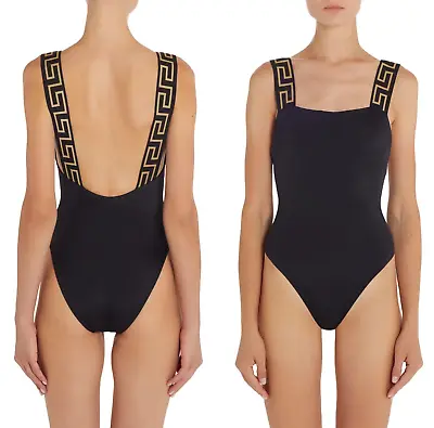 Versace Women's Greca Border One-Piece Swimsuit Black Size 1 / US XS - Italy • $249.99