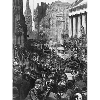 Schell 1884 Wall Street Panic New York Engraving Canvas Wall Art Print Poster • £13.99