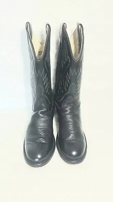 Old West Black Leather Cowboy Boots Youth Size 4.5 D Style CCY1110G • $2.99
