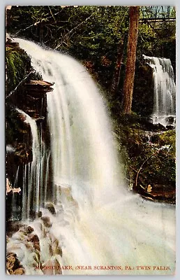 Pennsylvania Scranton Moosic Lake Twin Falls Waterfalls Forest Vintage Postcard • $9