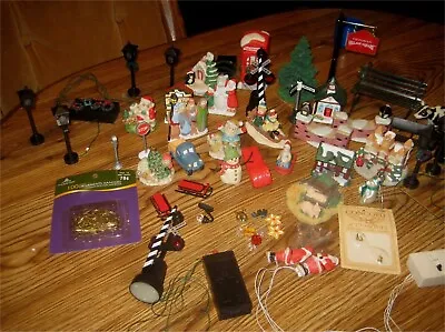 Christmas Village Accessories Huge Lot 40+ Pieces Electric Pieces As Well Mixed • $17.99