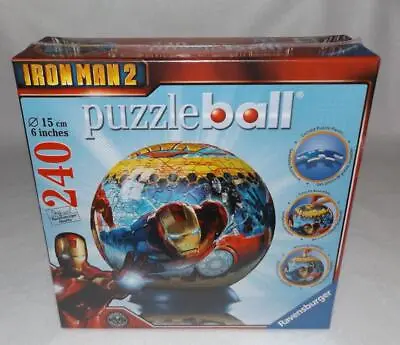 New Sealed Ravensburger Iron Man 2 Puzzle Ball 240pc Round Puzzle SKU-RM W/Stand • $21.62