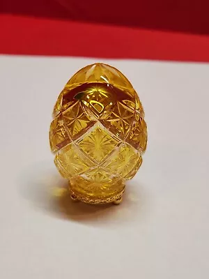 Vintage Faberge Crystel Egg Yellow Star Number 2055 Rare Beautiful Piece Here !! • $159.99