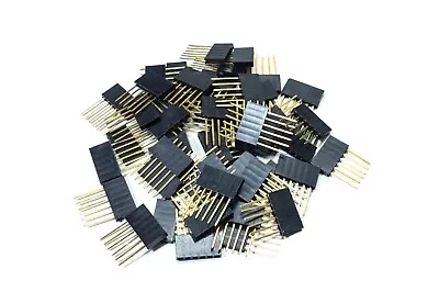 50 Pcs Single Row 6 Pin Stackable Female Shield Header Connector 6P 2.54mm 11mm • $9.95