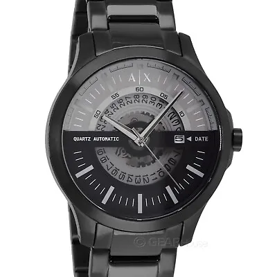 Armani Exchange Mens Automatic Quartz Watch Black Gray Dial Stainless Steel • $96.08