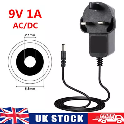 AC/DC 9V 1A Power Supply Uk 9V Adaptor 9V Charger 9 Volt Power Supply UK Plug • £5.79