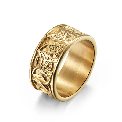 Retro Gold Viking Nordic Mythology Dire Wolf Ring For Mans Punk Jewelry Size 11 • $0.92