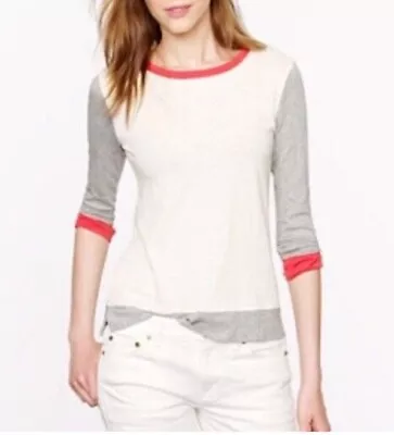 J. Crew Womens Xs  Colorblock Painter Tee Baseball Top Shirt Cream Gray Red • $15.99