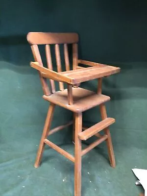 Vintage Wooden Doll High Chair 26” W/ Pullover Food Tray Toy Furniture Toy Chair • $30