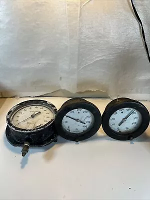 Lot Of 3 Ashcroft Vintage Steampunk Pressure Gauges Steam Punk • $40