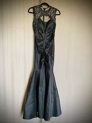 Xscape Black Evening Dress Long Maxi Vampire Goth Morticia Women’s Party Sz 4 • $42