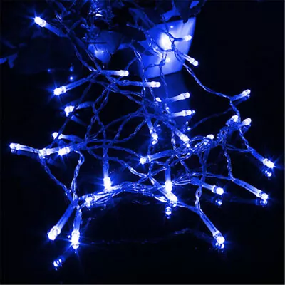 4/5/6/7ft White Christmas Tree Artificial Hinged With Blue LED Fairy Light Decor • $9.99