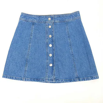 Madewell Womens Denim Skirt 2 Blue A Line Stretch Jeans Snap Button  • $14.39