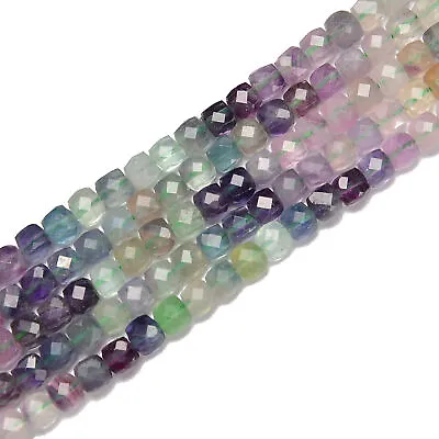 Gradient Fluorite Faceted Cube Beads Size 4-5mm 15.5'' Strand (4-5mm) • $12.49