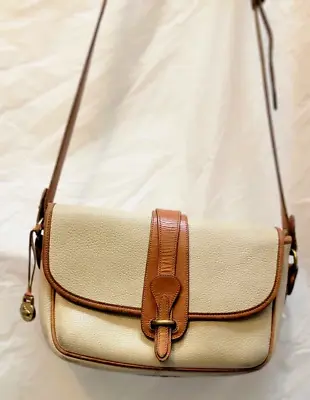 Vtg DOONEY & BOURKE Equestrian Ivory Leather Crossbody Handbag Purse Pebble • $36.89