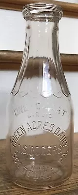 Vintage Green Acres Dairy DS Rogers Scottdale PA Embossed Quart Milk Bottle • $19