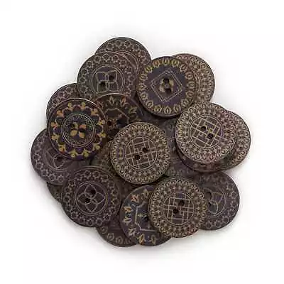 50pcs Vintage Print Wood Buttons Sewing Scrapbooking Clothing Craft Making Decor • $3.39