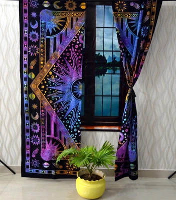 £30.66 • Buy Indian Multi Mandala Curtains Cotton Hippie Decor Window Curtain Wall Hanging