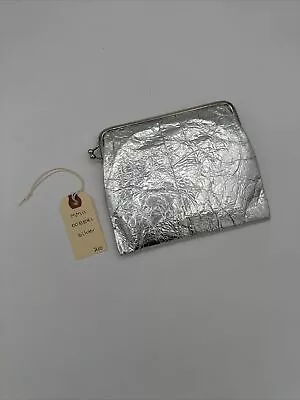 Vera Pelle Genuine Italian Suede Metallic Silver Fashion Purse Bag NWT • $79.99
