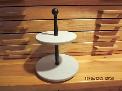 Two Tier Wood Tray--spins--11 1/2  High--#y30-2 • $9.99