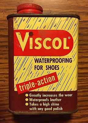 Vintage Viscol Can Waterproofing For Shoes & Boots Tin Viscol Co Dallas Texas • $14.99