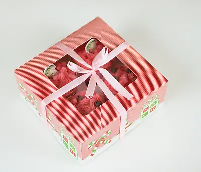 Christmas Cupcake Boxes+Inserts | For Cupcake/Muffin Holiday Party Gift | 10 Cts • $15.99