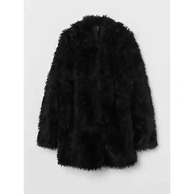 H&M Divided Black Faux Fur Coat Small Mob Wife  • $28.50