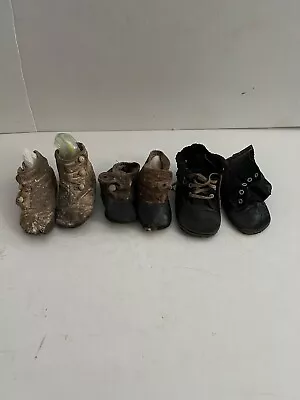 Antique 3 Pairs Leather Baby Shoes Need Tlc • $9.99