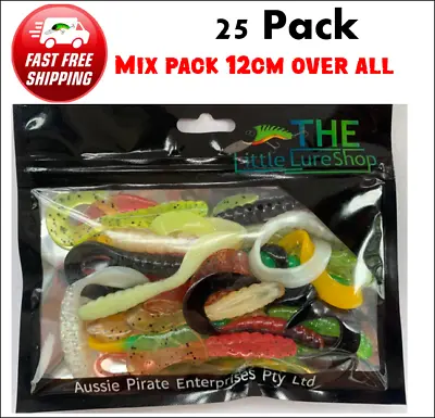 $8.95 • Buy 25 Soft Plastic Grub Fishing Lures Mixed Colours