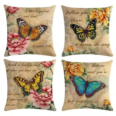 Butterfly Pattern Throw Pillow Covers Vintage Style Home Decorative Cushion C... • $28.59