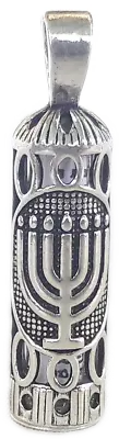 New Sterling Silver 925 Mezuzah & Scroll  Pendant.W-Menorah Judaica Made Israel • $27.99