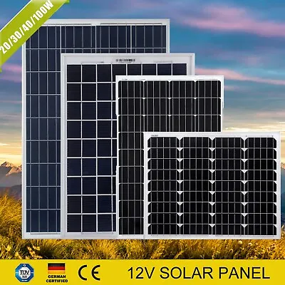 $16.99 • Buy 200W 100W 40W 30W 20W 10W 5W Solar Panel Kit Fixed 12V 30A Controller Charing 