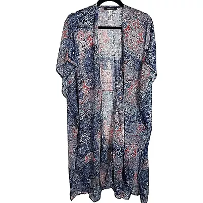 BCBGMaxAzria Sheer Abstract Kimono Boho Wrap Shawl One Size • $14.99